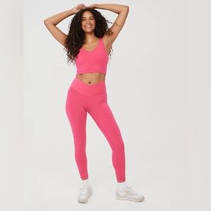 Aerie Offline Hi-Rise Crossover Real Me 7/8 Leggings, Solar Pink, Medium, NWT